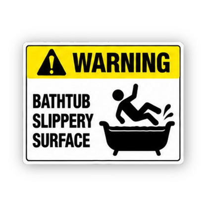 Yellow Bathtub Slipping Figure Panel Vinyl Decal Stickers