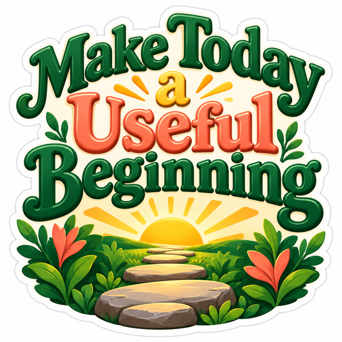 Sunrise Stone Path and Beginning Quote Vinyl Decal Stickers