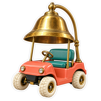 Coral Utility Cart Giant Brass Bell Art Vinyl Decal Stickers