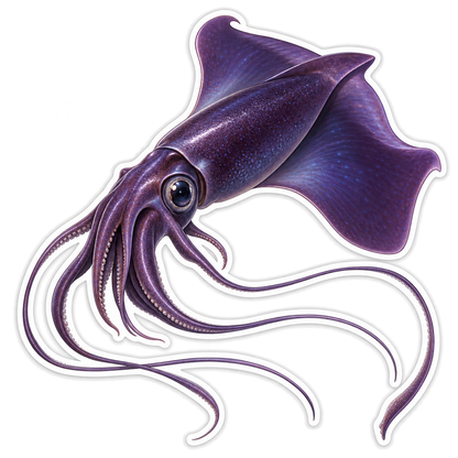 Purple Bigfin Squid with Long Tentacles Vinyl Decal Stickers