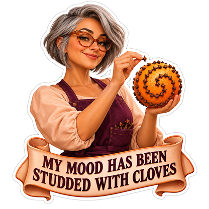 Woman Decorating an Orange with Cloves Vinyl Decal Stickers