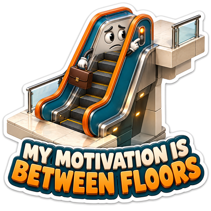 Worried Escalator with Briefcase Vinyl Decal Stickers