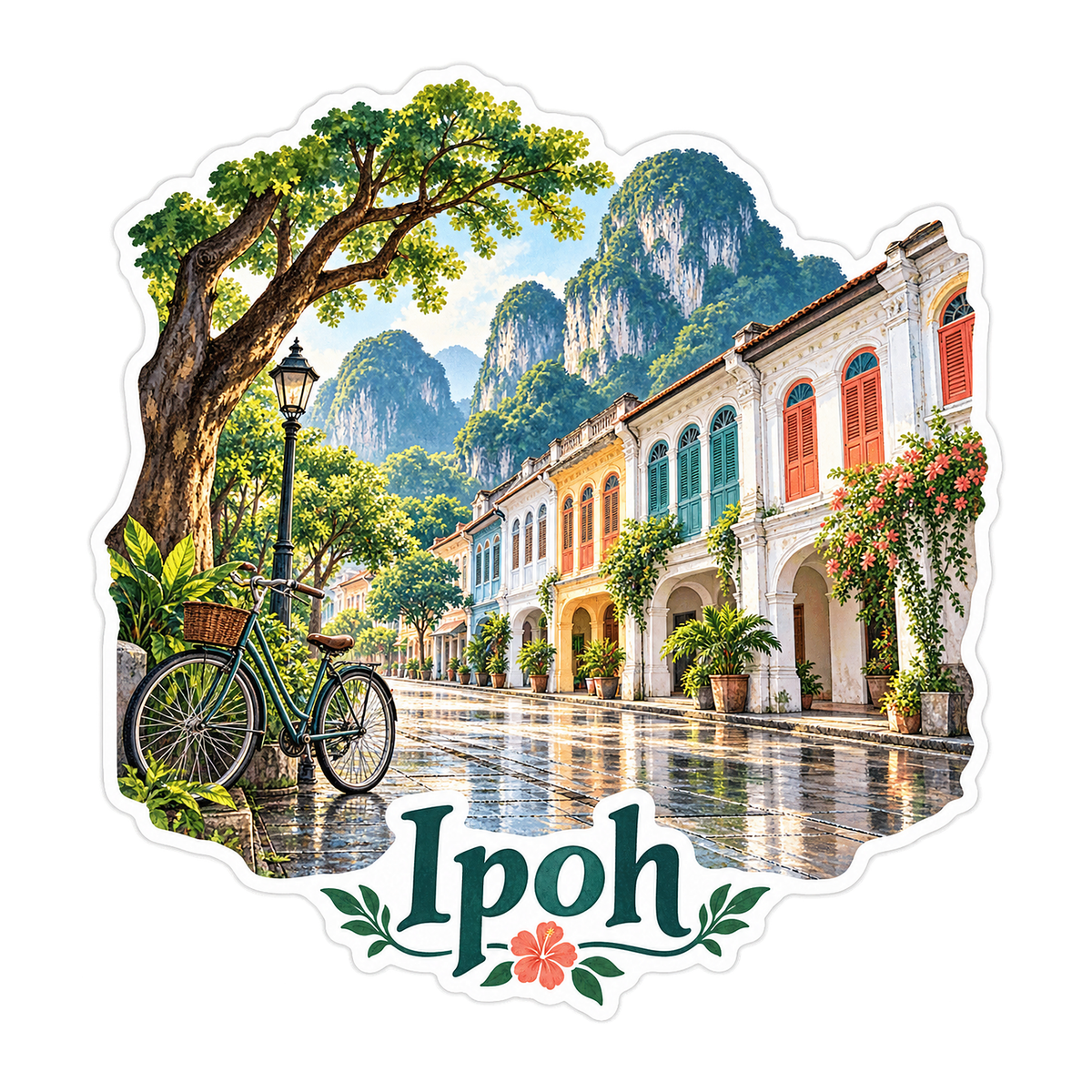 Ipoh Limestone Hills Street Art Vinyl Decal Stickers