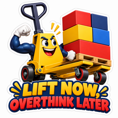 Yellow Pallet Jack Character Carrying Boxes Vinyl Decal Stickers