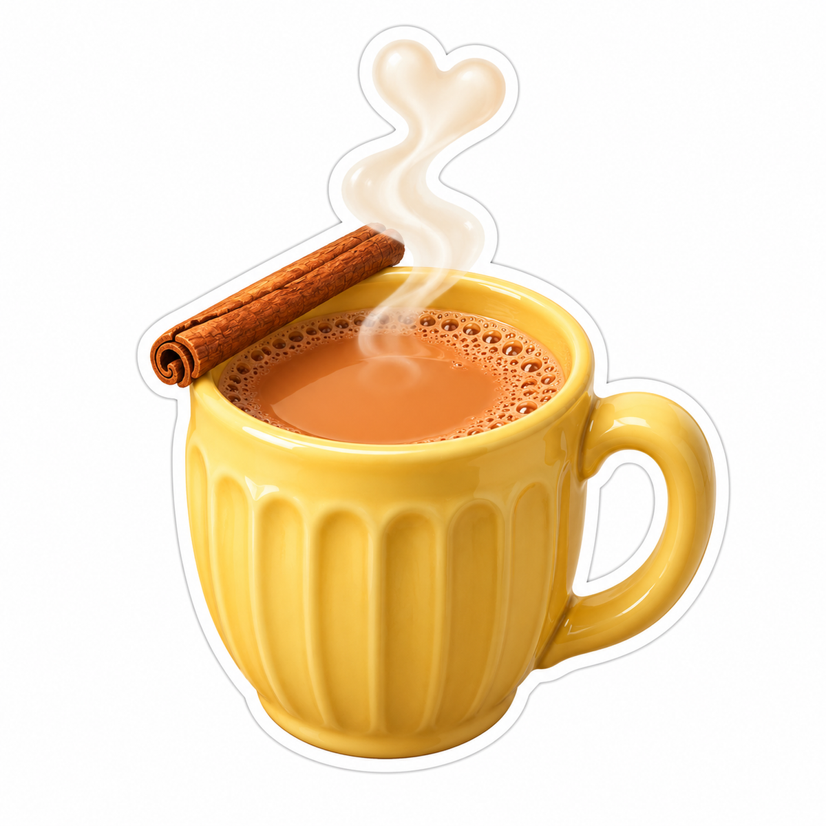 Steaming Yellow Chai Mug with Cinnamon Stick Vinyl Decal Stickers