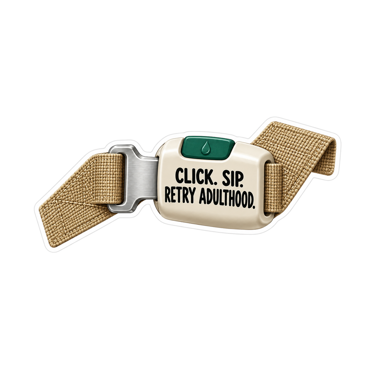 Beige Buckle Strap with Click Sip Quote Vinyl Decal Stickers