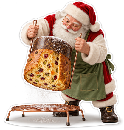 Santa Holding Large Fruit Bread Art Vinyl Decal Stickers