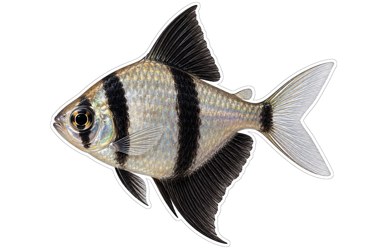 Silver Fish with Black Stripes Art Vinyl Decal Stickers