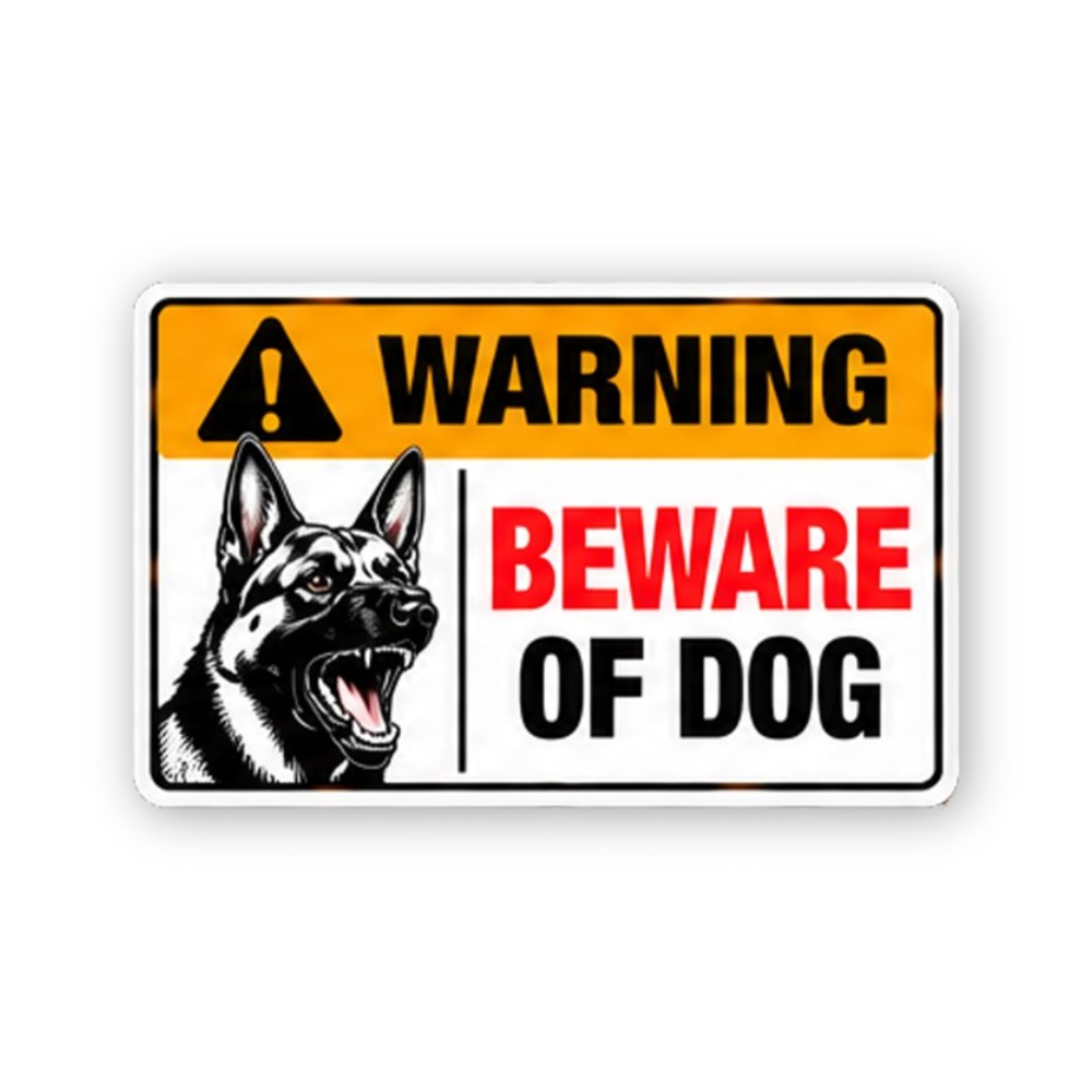 Orange Warning Snarling Dog Head Panel Vinyl Decal Stickers
