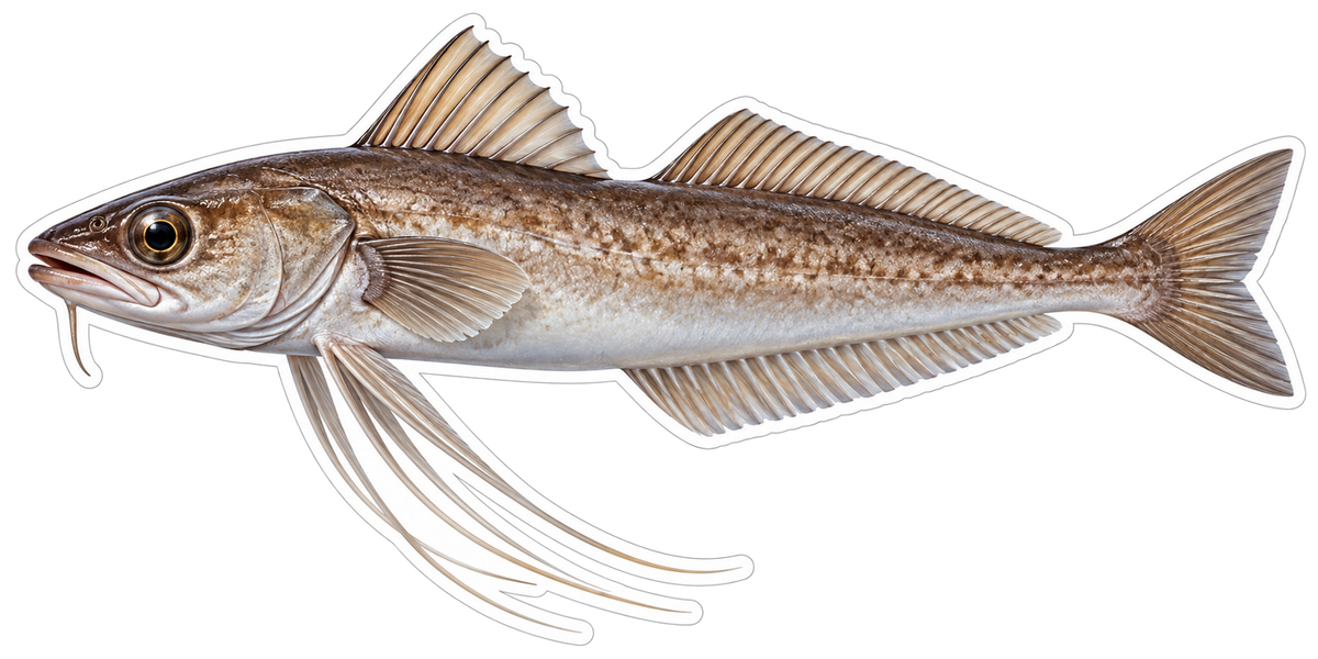 Brown Codlike Fish with Long White Fins Art Vinyl Decal Stickers