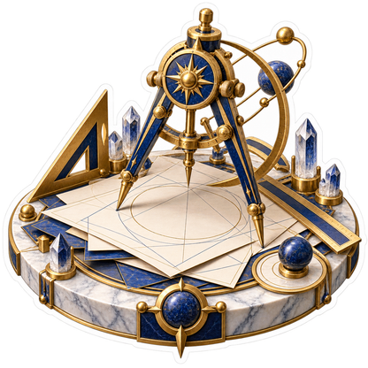 Celestial Drafting Compass on Marble Base Vinyl Decal Stickers