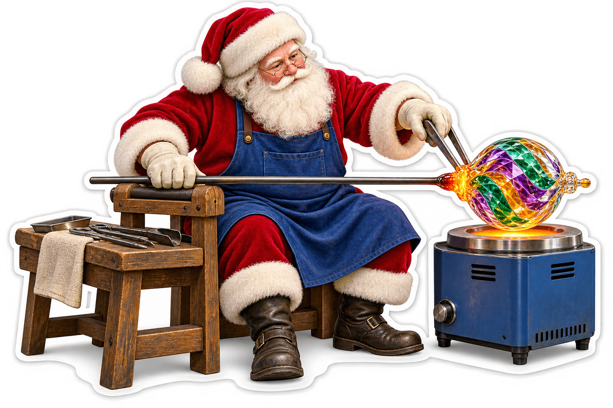 Santa Blowing Rainbow Glass Ornament Art Vinyl Decal Stickers