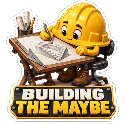 Yellow Hard Hat Drawing at a Drafting Desk Vinyl Decal Stickers
