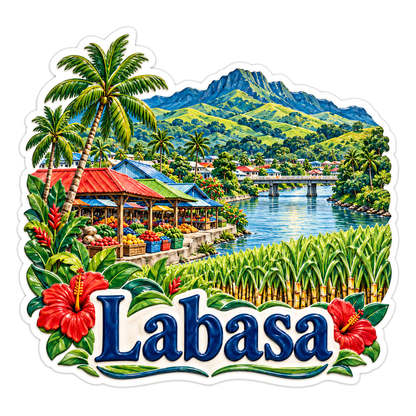 Labasa Tropical River Market Travel Art Vinyl Decal Stickers