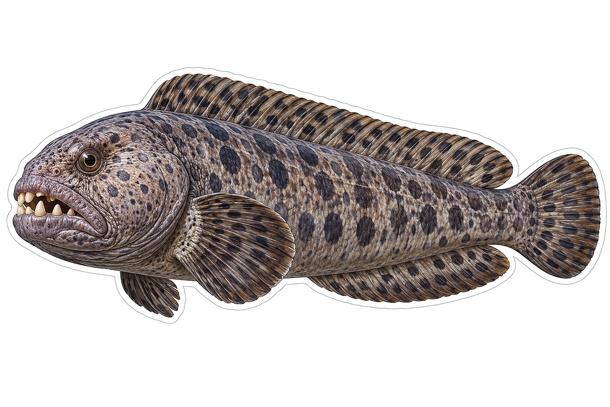 Gray Spotted Wolffish Side View Art Vinyl Decal Stickers