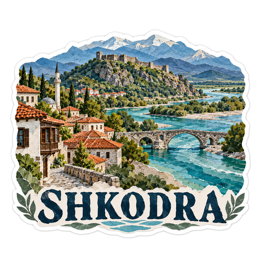 Shkodra River Fortress Travel Art Vinyl Decal Stickers