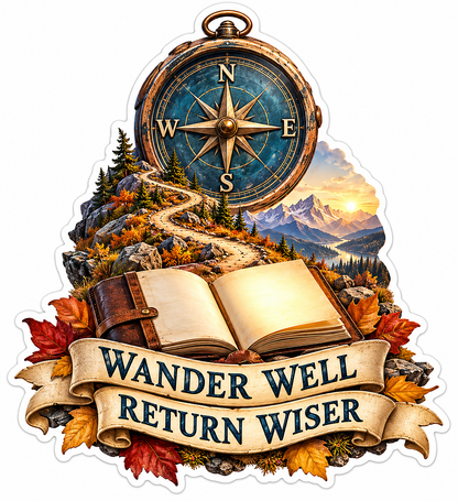 Compass Journal Wander Well Quote Vinyl Decal Stickers