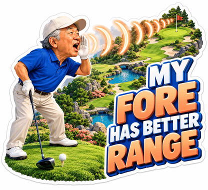 Calling Golfer with Long Echo Waves Vinyl Decal Stickers