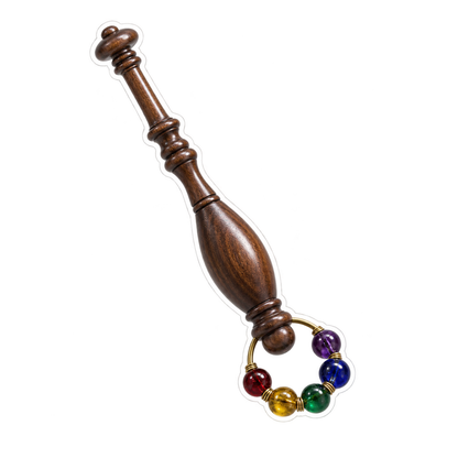 Brown Lace Bobbin with Colorful Beads Vinyl Decal Stickers