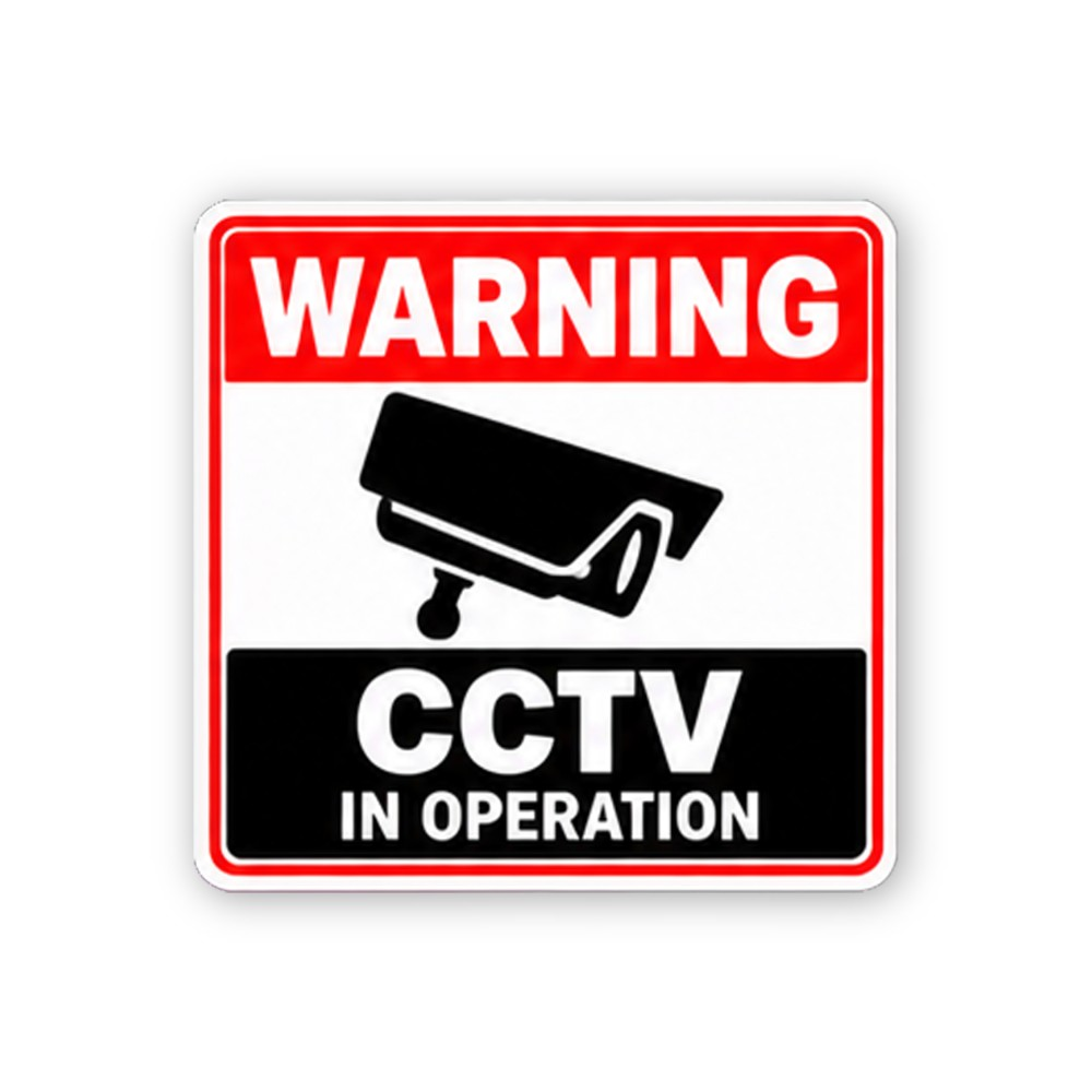Red CCTV Camera Warning Portrait Vinyl Decal Stickers
