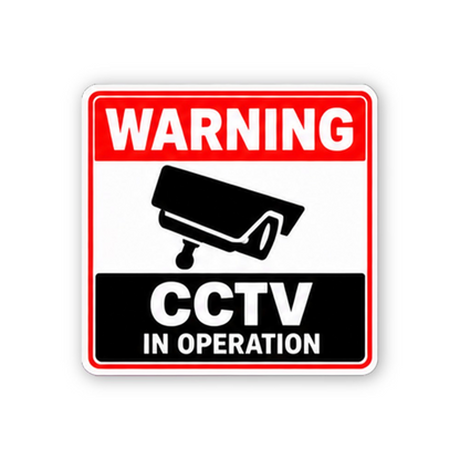 Red CCTV Camera Warning Portrait Vinyl Decal Stickers