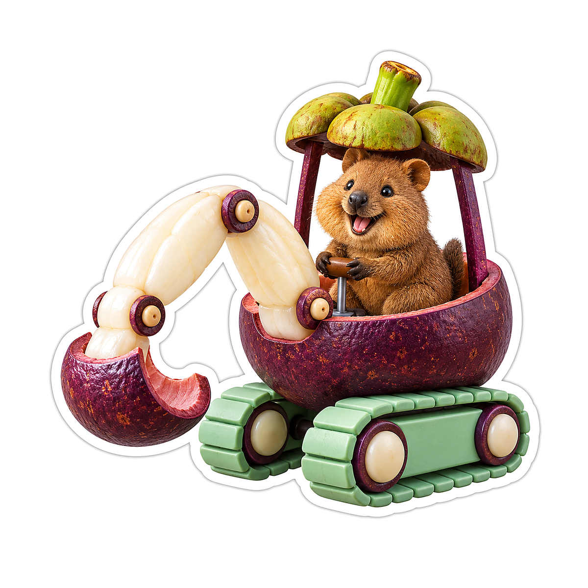 Brown Animal in Purple Fruit Digger Vinyl Decal Stickers
