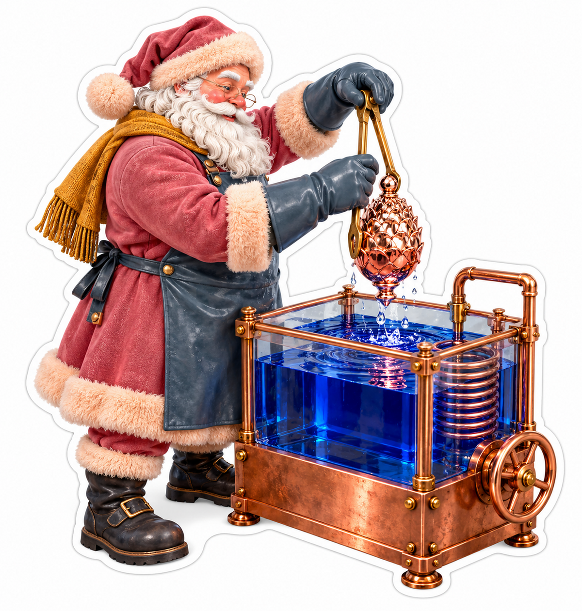 Santa Copper Pinecone Blue Water Tank Art Vinyl Decal Stickers