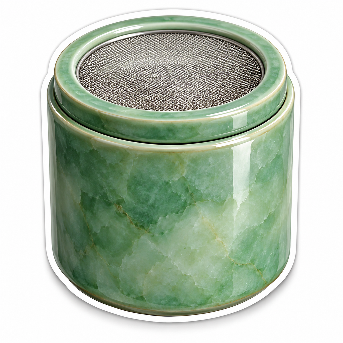 Green Stone Cylinder with Fine Mesh Top Vinyl Decal Stickers