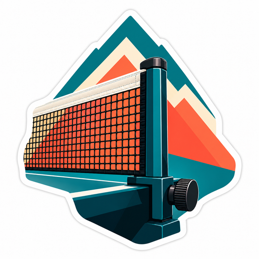 Teal Table Tennis Net Post Mountain Art Vinyl Decal Stickers