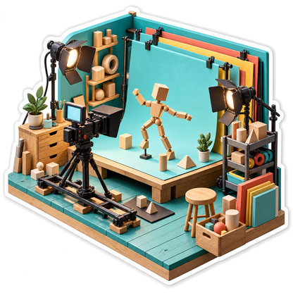 Teal Stop Motion Figure Studio Art Vinyl Decal Stickers
