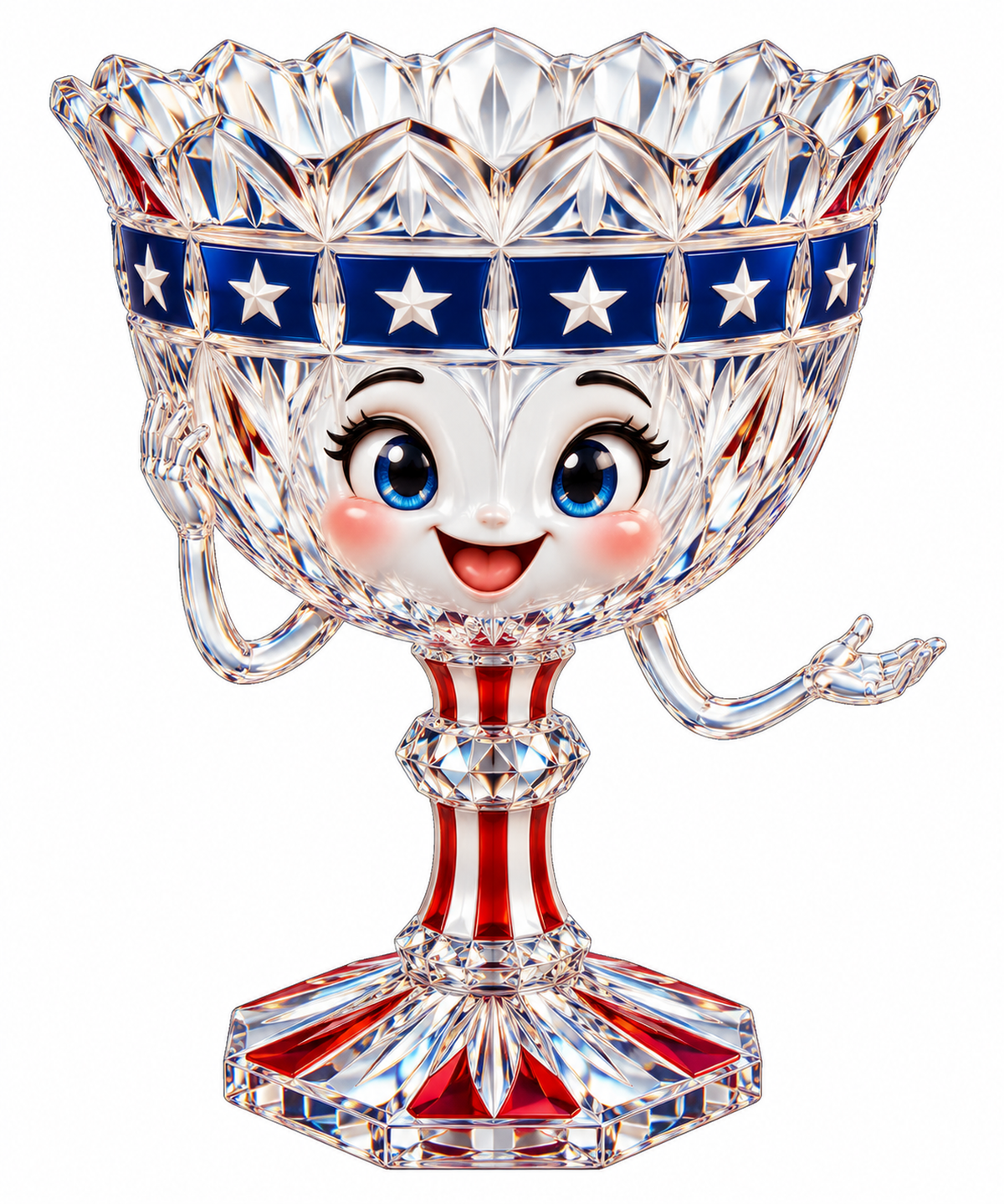 Patriotic Cut Crystal Goblet Character Art Vinyl Decal Stickers