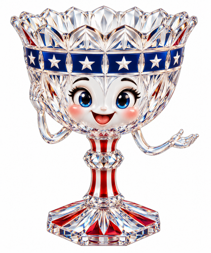 Patriotic Cut Crystal Goblet Character Art Vinyl Decal Stickers