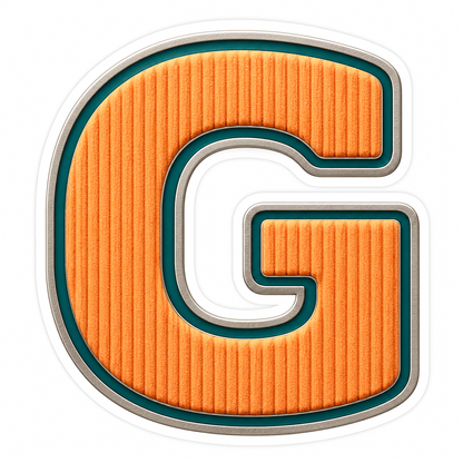 Orange Ribbed Letter G with Teal Trim Art Vinyl Decal Stickers