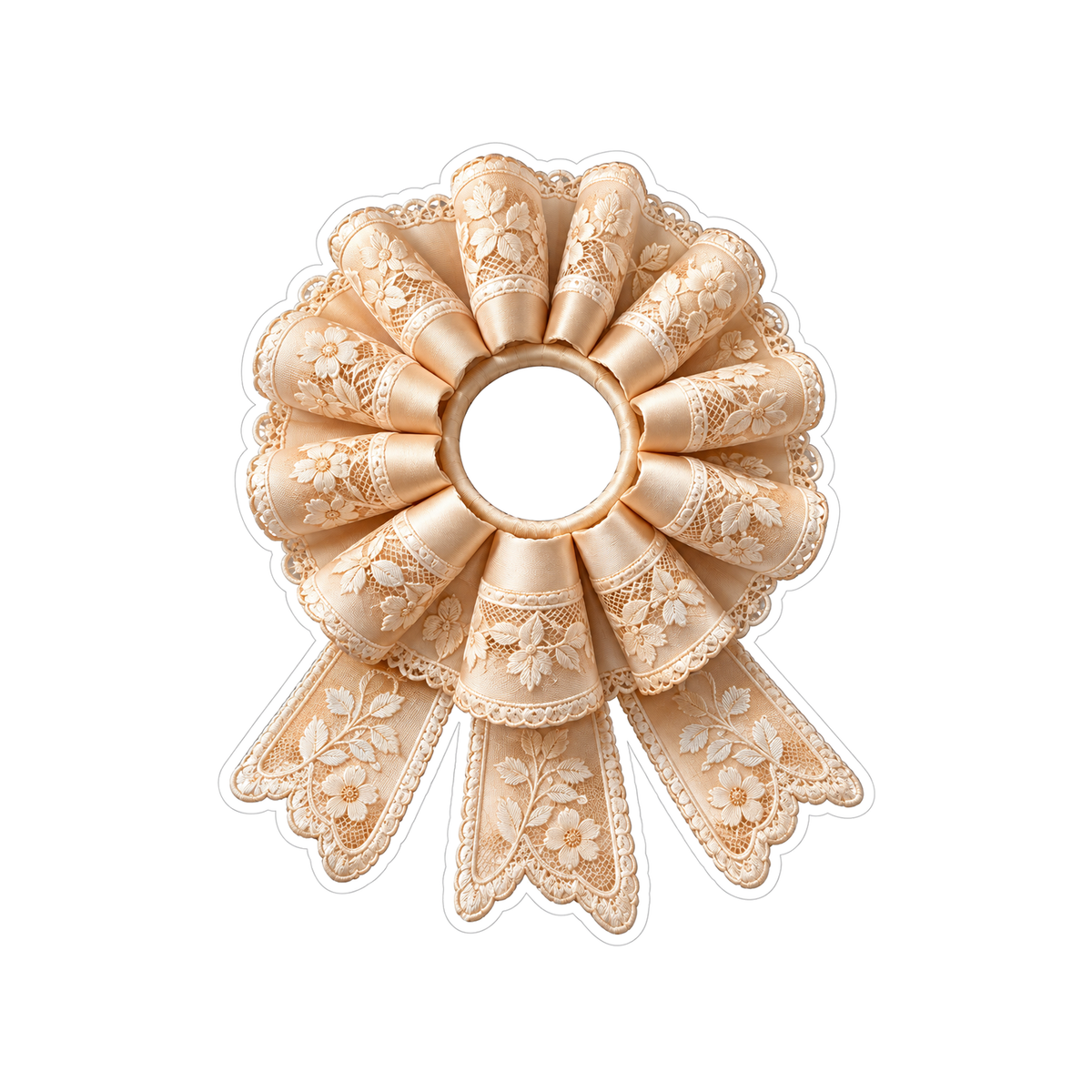 Champagne Lace Rosette Ribbon Art Vinyl Decal Stickers