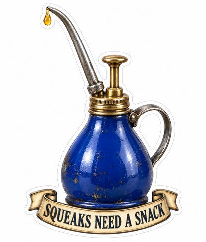 Cobalt Oil Can Curved Silver Spout Art Vinyl Decal Stickers