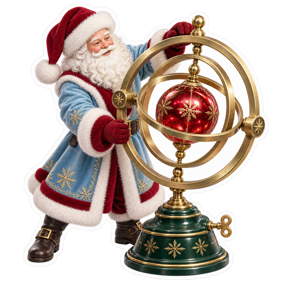 Santa with Orbital Ornament Art Vinyl Decal Stickers