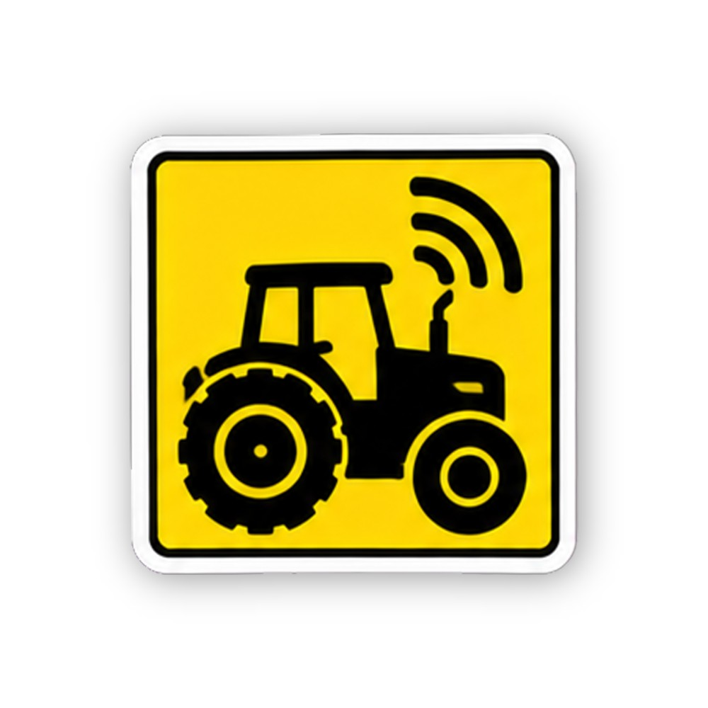 Yellow Black Tractor Radio Waves Square Vinyl Decal Stickers