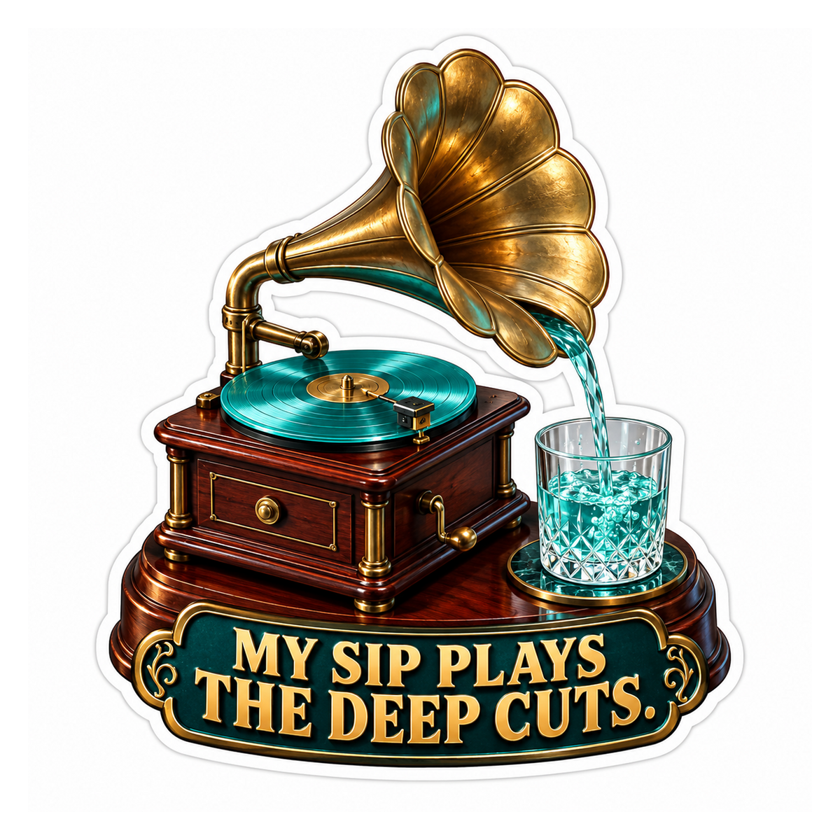 Gold Gramophone Water Humor Art Vinyl Decal Stickers