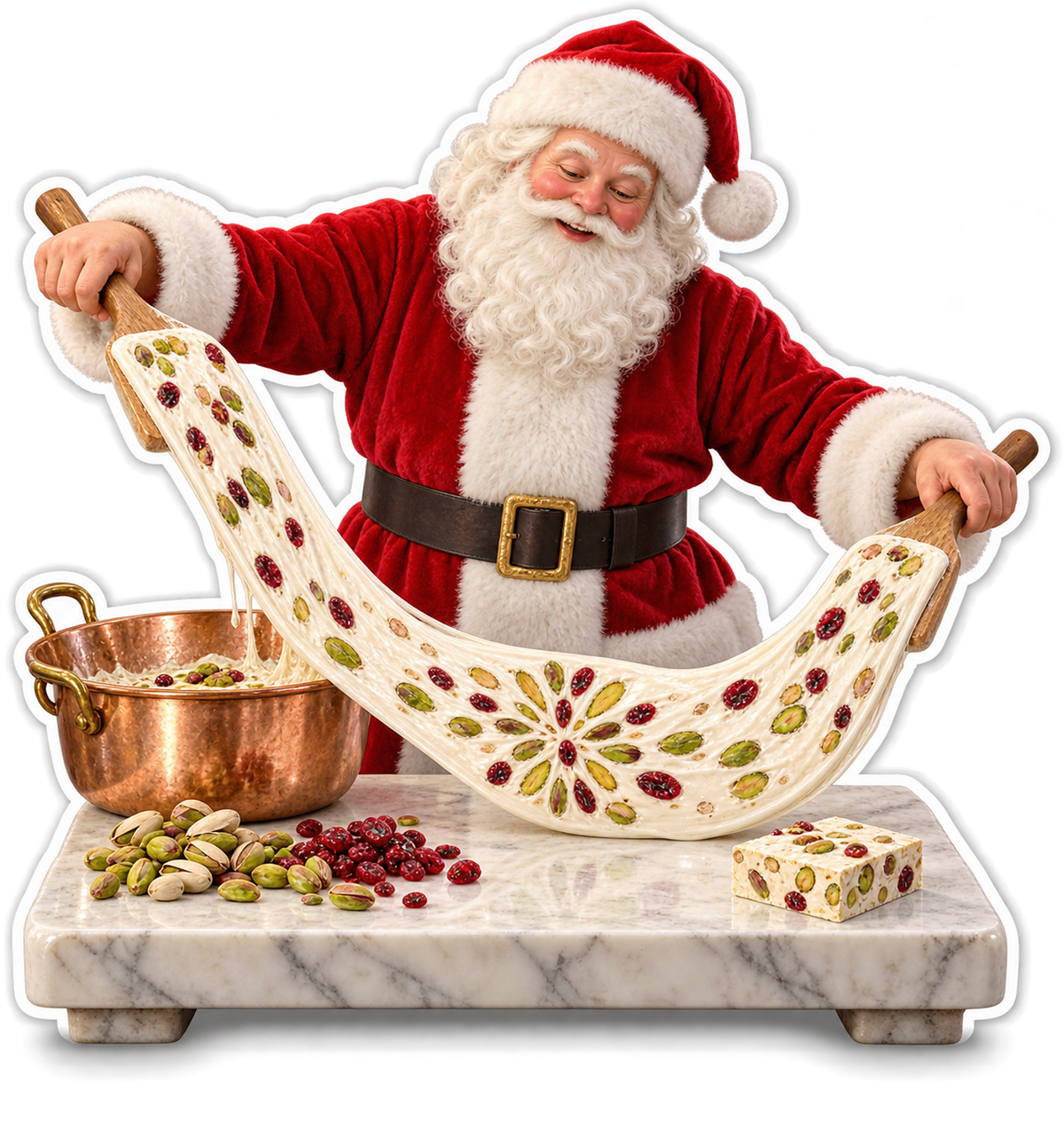 Santa Stretching Fruit and Nut Nougat Vinyl Decal Stickers