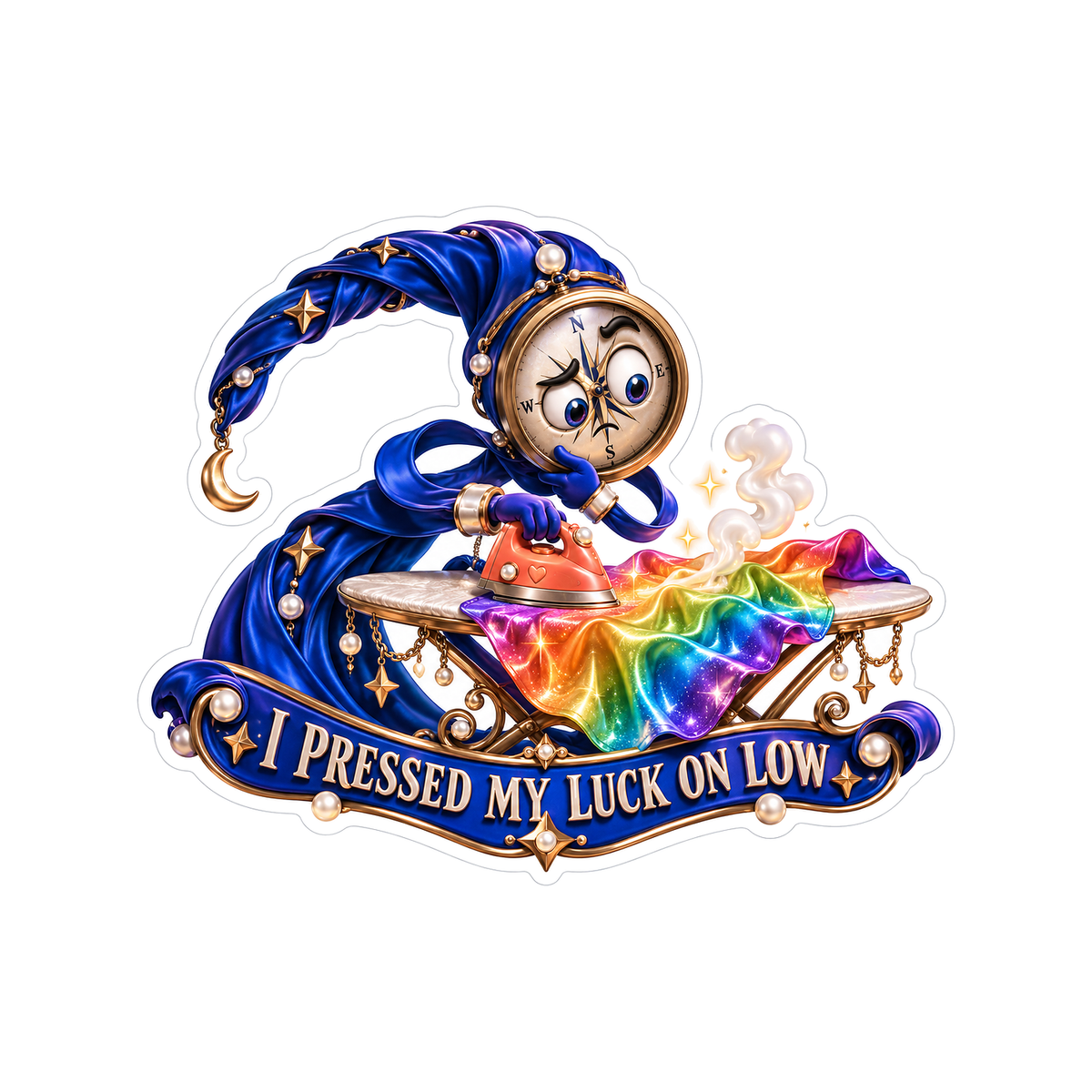 Clock Wizard Ironing Rainbow Cloth Art Vinyl Decal Stickers