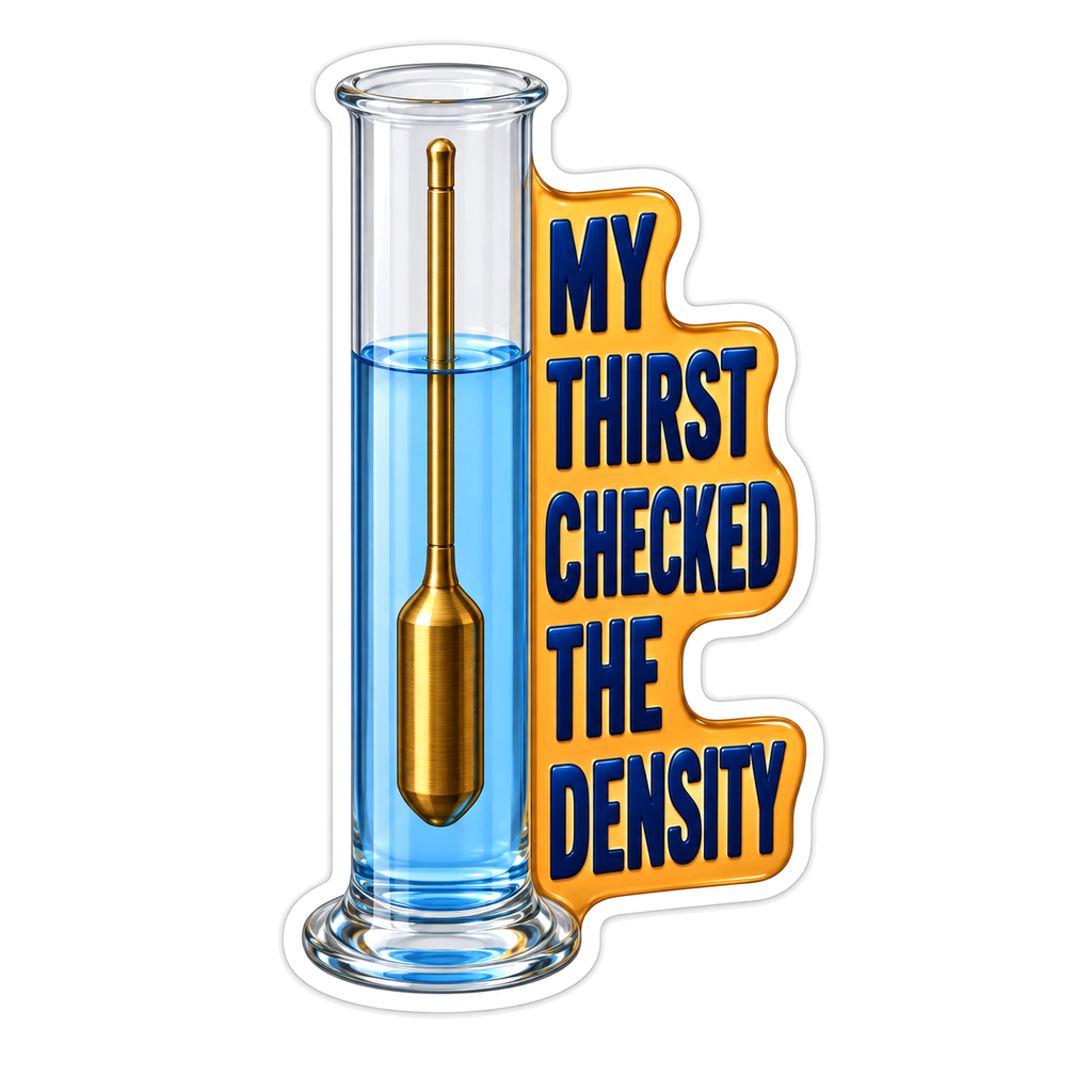 Gold Rod in Blue Cylinder with Thirst Quote Vinyl Decal Stickers