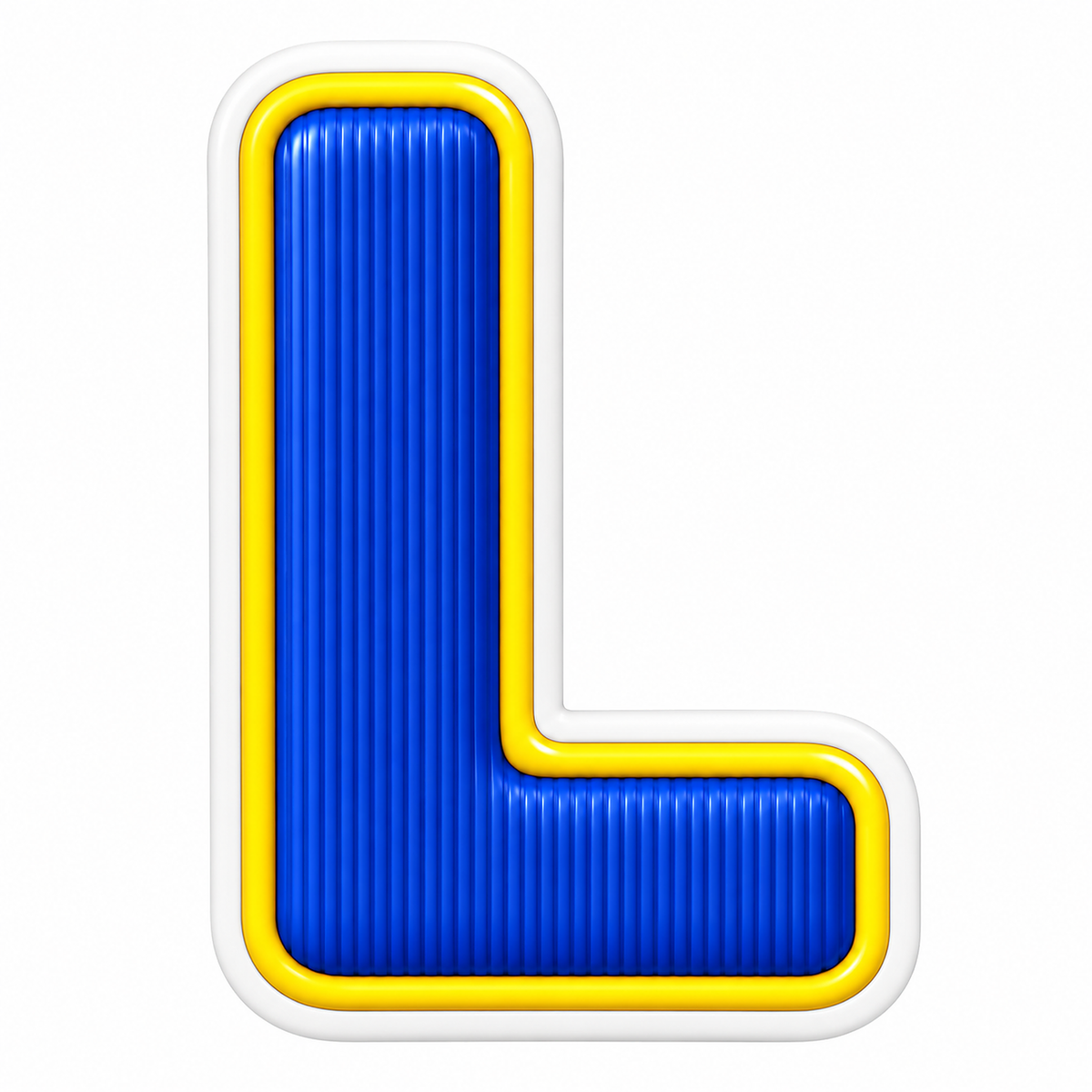 Blue Ribbed Yellow Border Letter L Art Vinyl Decal Stickers