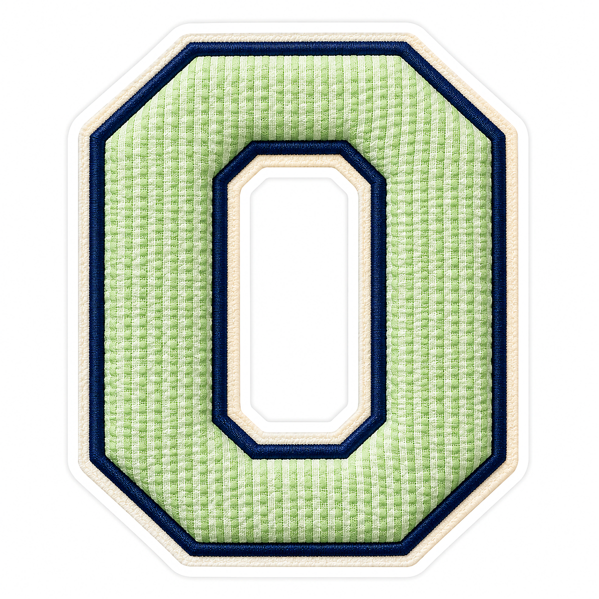 Pistachio Striped Letter O with Navy Stitching Vinyl Decal Stickers