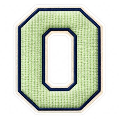 Pistachio Striped Letter O with Navy Stitching Vinyl Decal Stickers