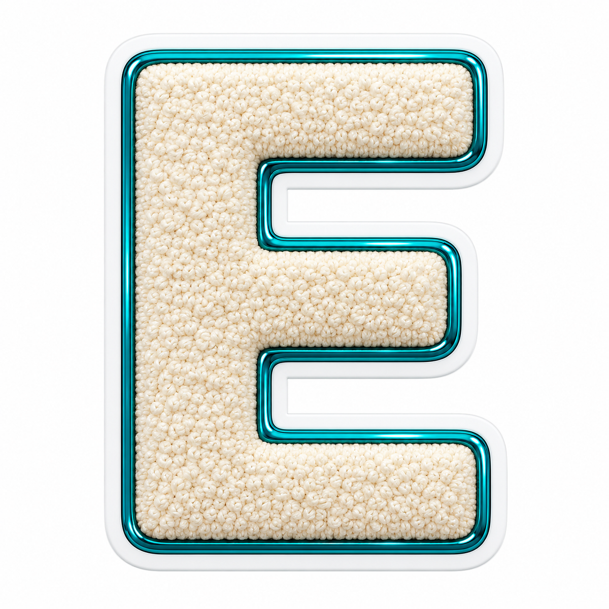 Cream Textured Letter E With Teal Border Art Vinyl Decal Stickers