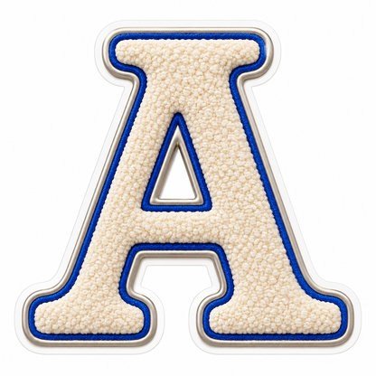 Cream Loop Texture Blue Trim Letter A Vinyl Decal Stickers