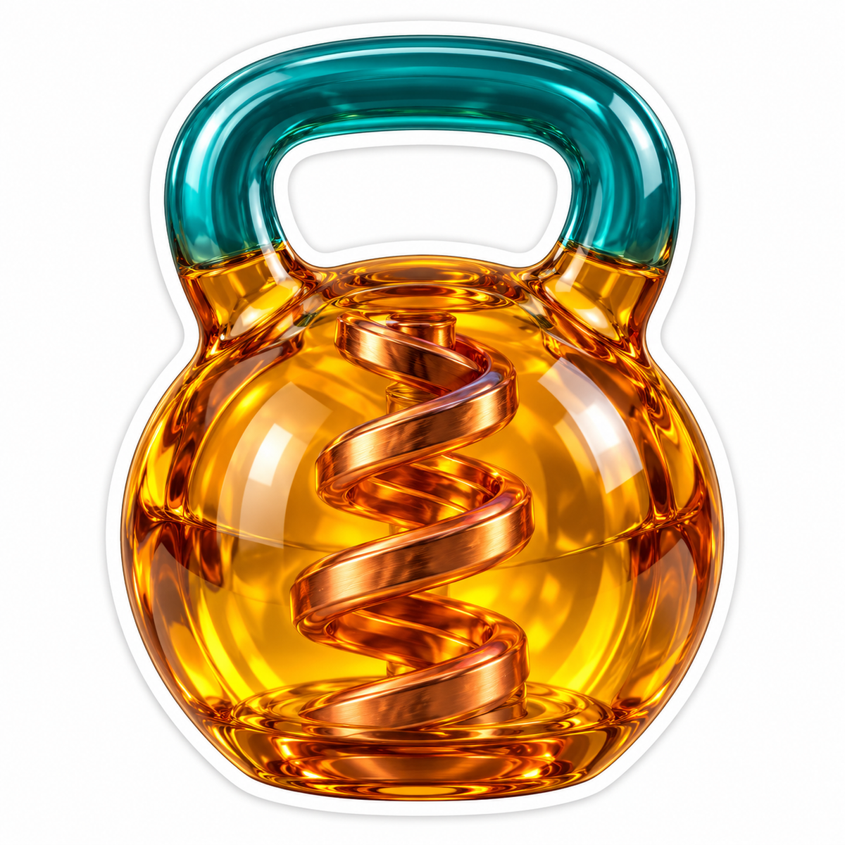 Amber Glass Kettlebell with Teal Handle Vinyl Decal Stickers