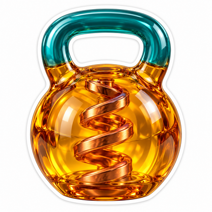 Amber Glass Kettlebell with Teal Handle Vinyl Decal Stickers