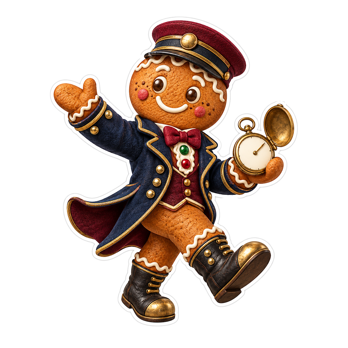Gingerbread Conductor with Golden Pocket Watch Vinyl Decal Stickers