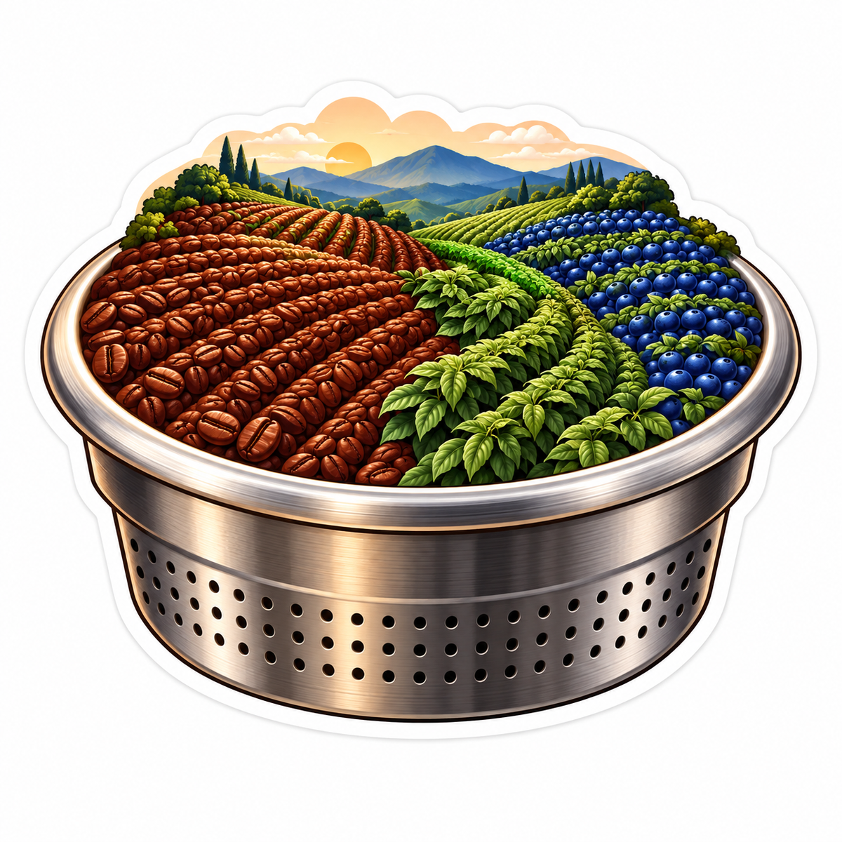 Coffee Filter Basket Colorful Crop Fields Art Vinyl Decal Stickers